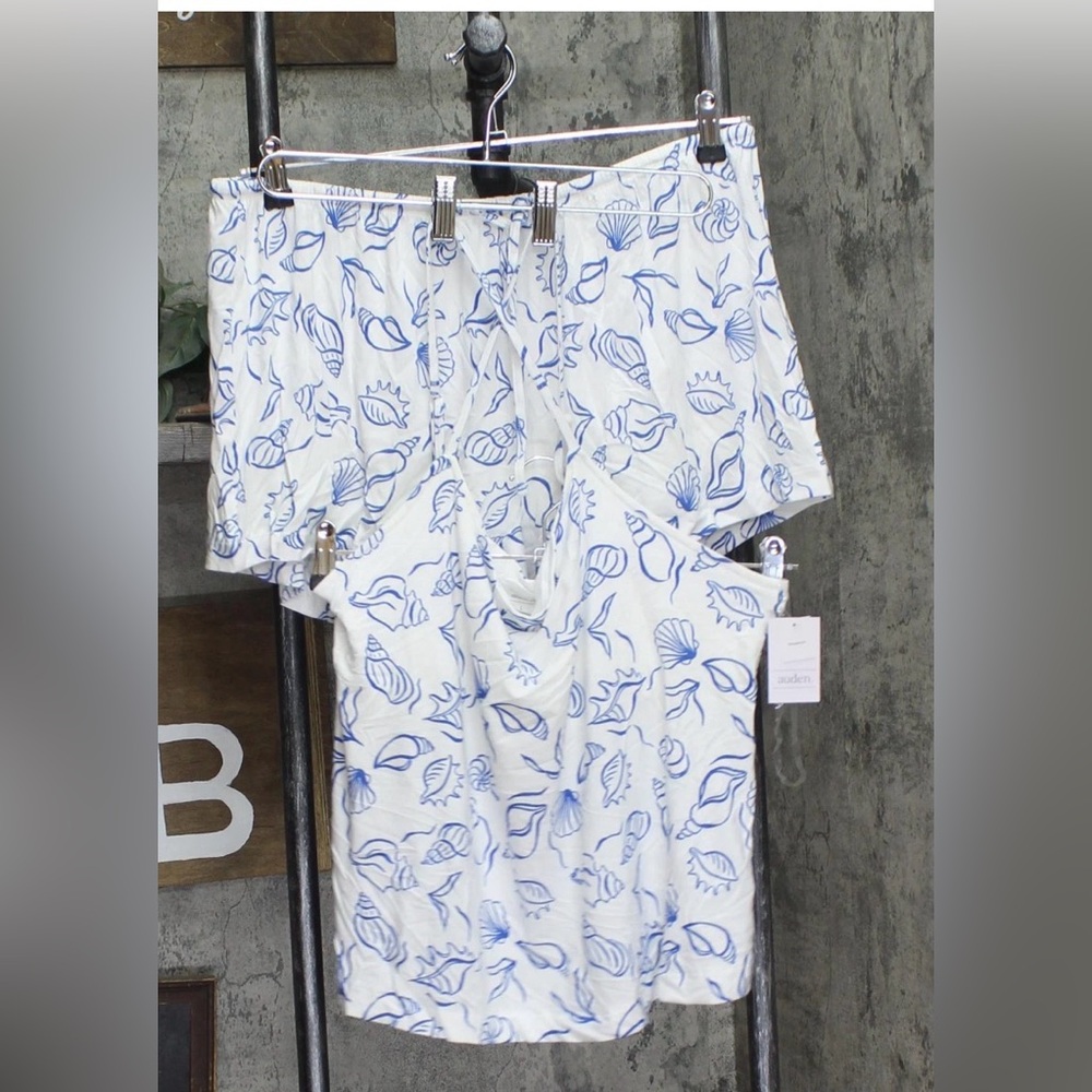 Women's Cloud Knit Tank Top and Shorts Pajama Set - Auden Blue/Seashells Sz XS - Picture 4 of 4